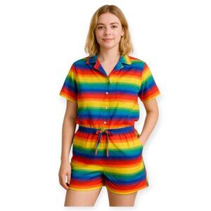 Target Rainbow Jumpsuit Genderless Festival Pride Colorful Romper Medium